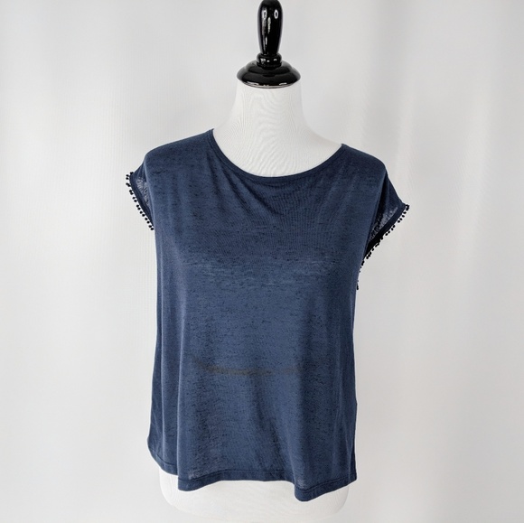 soaked in luxury Tops - SOAKED IN LUXURY Hermosa linen blend tee blue 0872